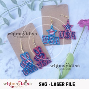 Vrede Amerikaanse vlag Earring SVG laserbestand, digitale download, patriottische Earring Design SVG, rood wit blauw, onafhankelijke dag, bundel SVG