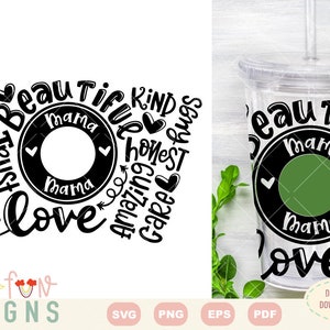 Svg Mama typography 24oz Venti Cold cup Starbuck wrap | seamless cold cup | DIGITAL DOWNLOAD ONLY | Mother&#39;s Day subway art