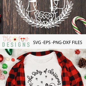 The story of Christmas, svg file, DIGITAL DOWNLOAD ONLY, Christian christmas svg, christian shirt design, nativity svg, christmas wreath image 2