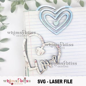 Love Valentine Bookmark Laser SVG file, Digital Download Only, Heart bookmark svg, Bookmark Laser File