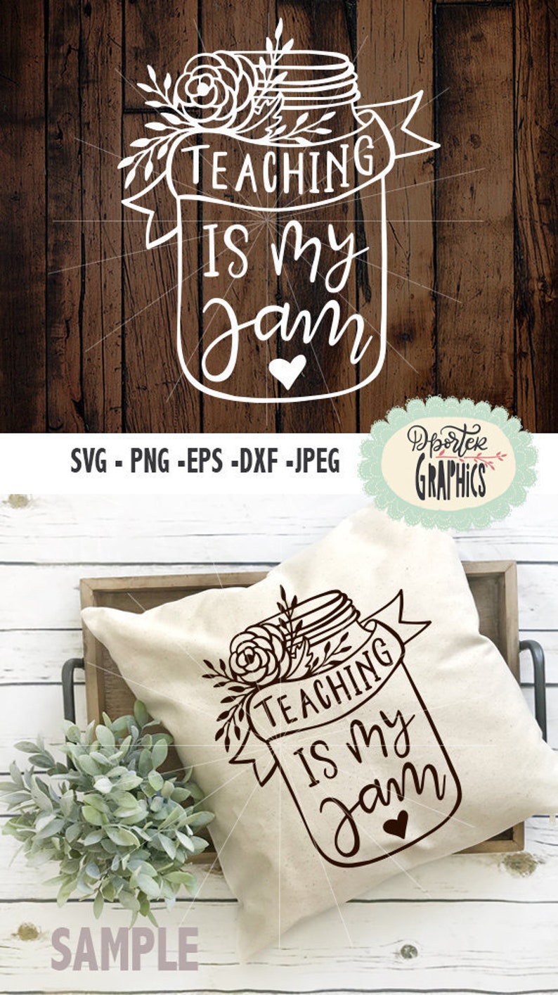Teaching is my jam SVG PNG Cameo cricut cut file printable ...