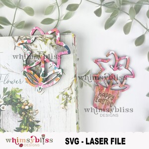 Easter Lilly bladwijzer laser SVG-bestand, alleen digitale download, vrolijk Pasen, bladwijzerbundel voor lasermachine