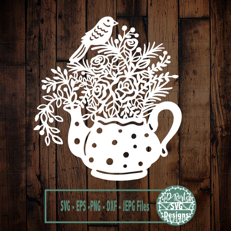 Download Teapot flower paper cut svg svg file download svg wall | Etsy