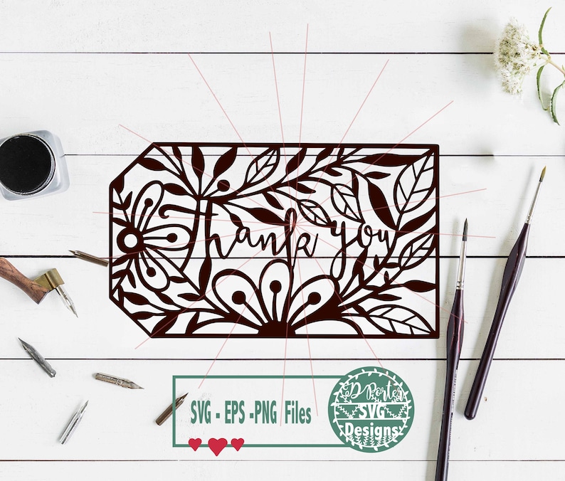Download Thank you tag SVG PNG for wedding party cameo svg files | Etsy