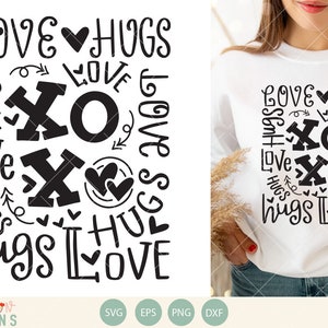 Valentine xoxo svg file |  DIGITAL DOWNLOAD ONLY | Valentine typography word art | hugs and kisses svg | cricut valentine | hand lettering