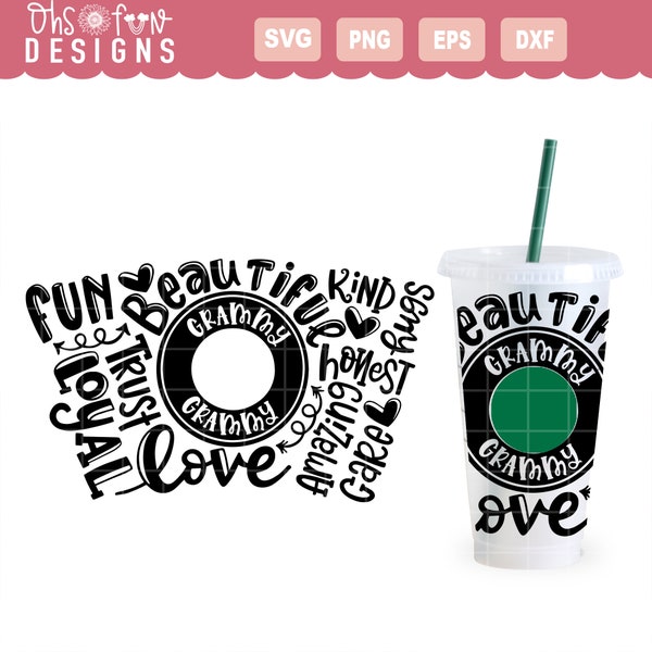 Grammy typography 24oz Venti Cold cup Starbuck wrap | seamless cold cup | DIGITAL DOWNLOAD ONLY | Mother's Day subway art