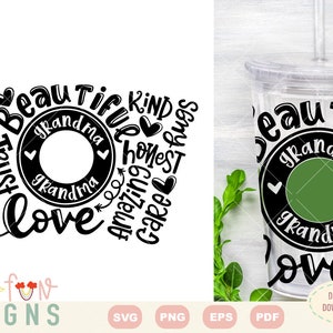 Svg grandma typography 24oz Venti Cold cup Starbuck wrap | seamless cold cup | DIGITAL DOWNLOAD ONLY | Mother&#39;s Day subway art