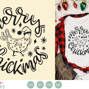 Merry chickmas | svg file | DIGITAL DOWNLOAD ONLY | chicken svg | christmas hand lettering | christmas printable | funny christmas svg