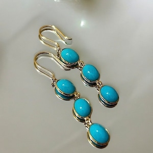 Gold Earrings with Turquoise Stones – Luxurious Jewelry