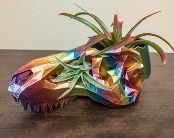 T-Bone the T-Rex Skull Planter with Plants - THE ORIGINAL! - Nontoxic Material - Air Plant Planter