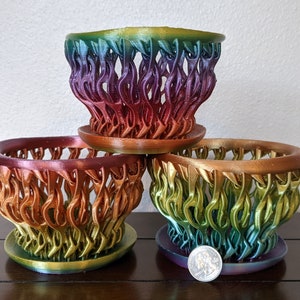 Mini (4.5&#39;&#39; OD) Orchid Pot - Unique Ivy, Coral, Twisted Root Design - Nontoxic Material