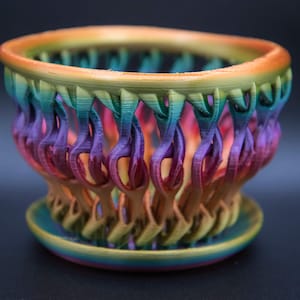Large (7.5&#39;&#39; OD) Orchid Pot - Unique Ivy, Coral, Twisted Root Design - Nontoxic Material