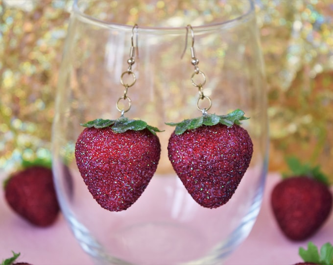 Featured listing image: Sparkling Strawberry Dangle Earrings