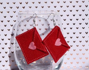 Love Letters Felt Envelope Dangle and Drop Earrings