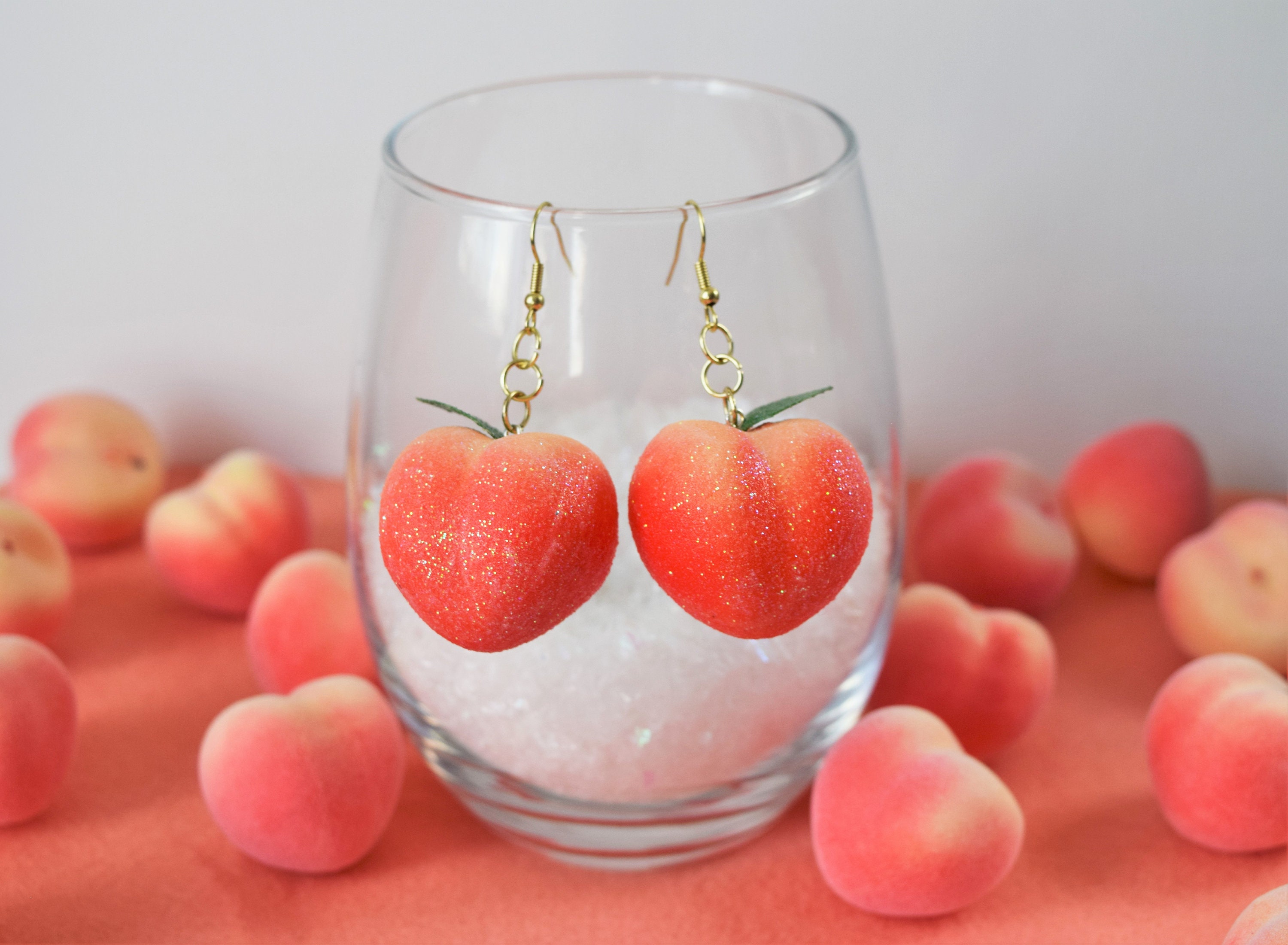 Peach Earrings Fruit Earrings Peach Dangle Earrings Peach 