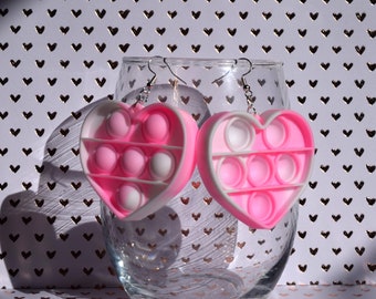 Heart Bubble Fidget Dangle Earrings