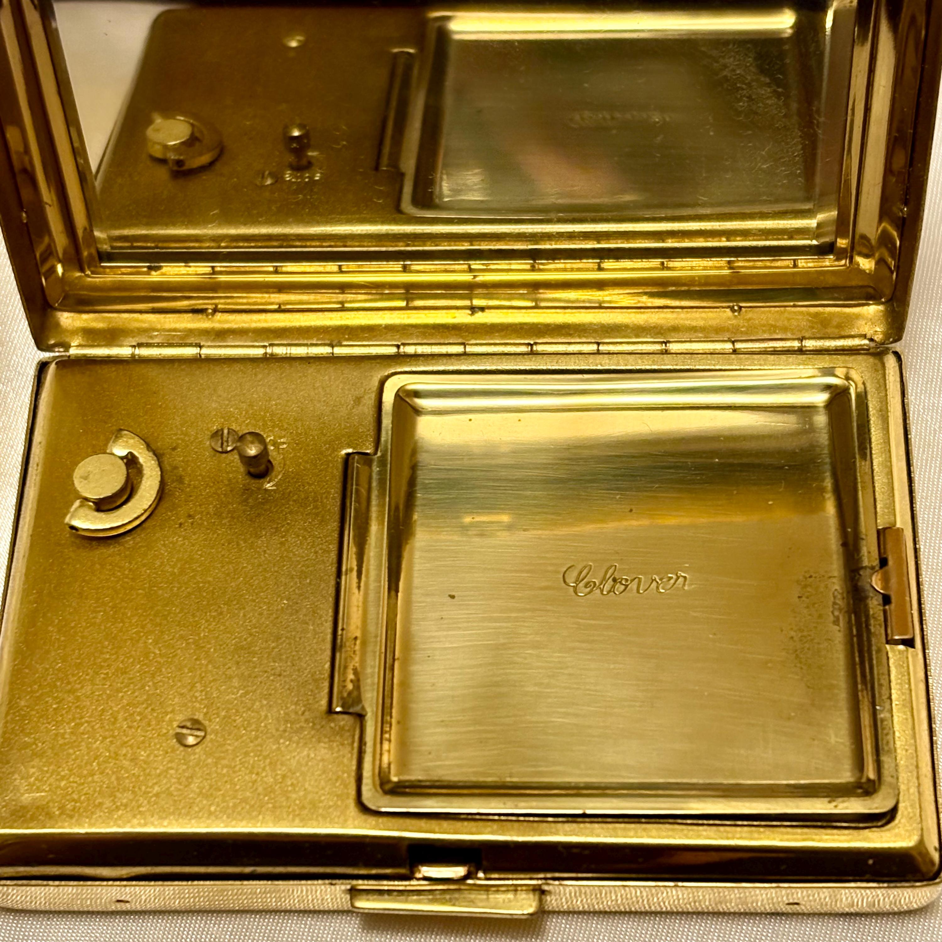 Vintage Japanese Damascene Musical Compact. Stunning Clover Powder