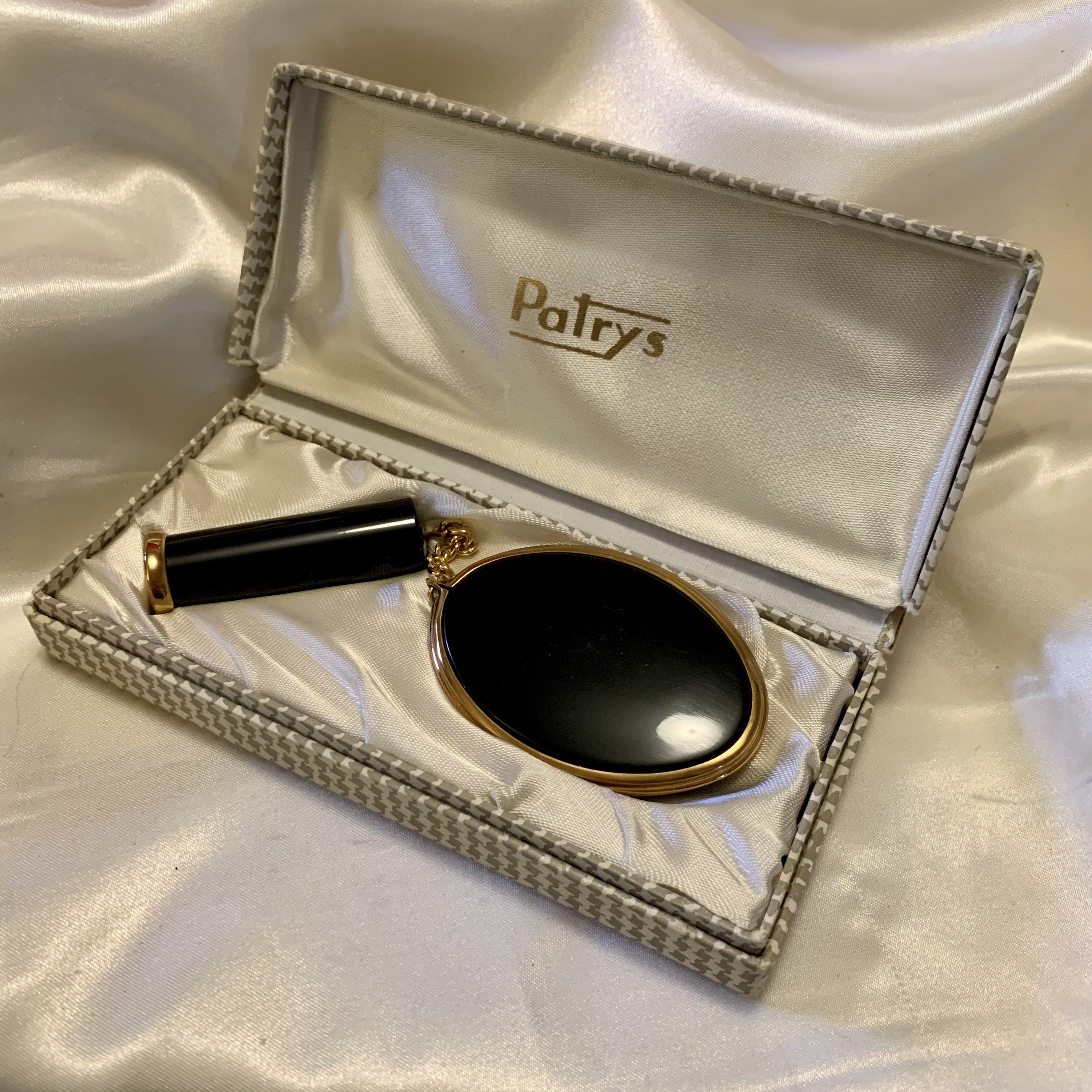 Argento SC Lotus Compact Mirror Lipstick Case Gift Set Enamel