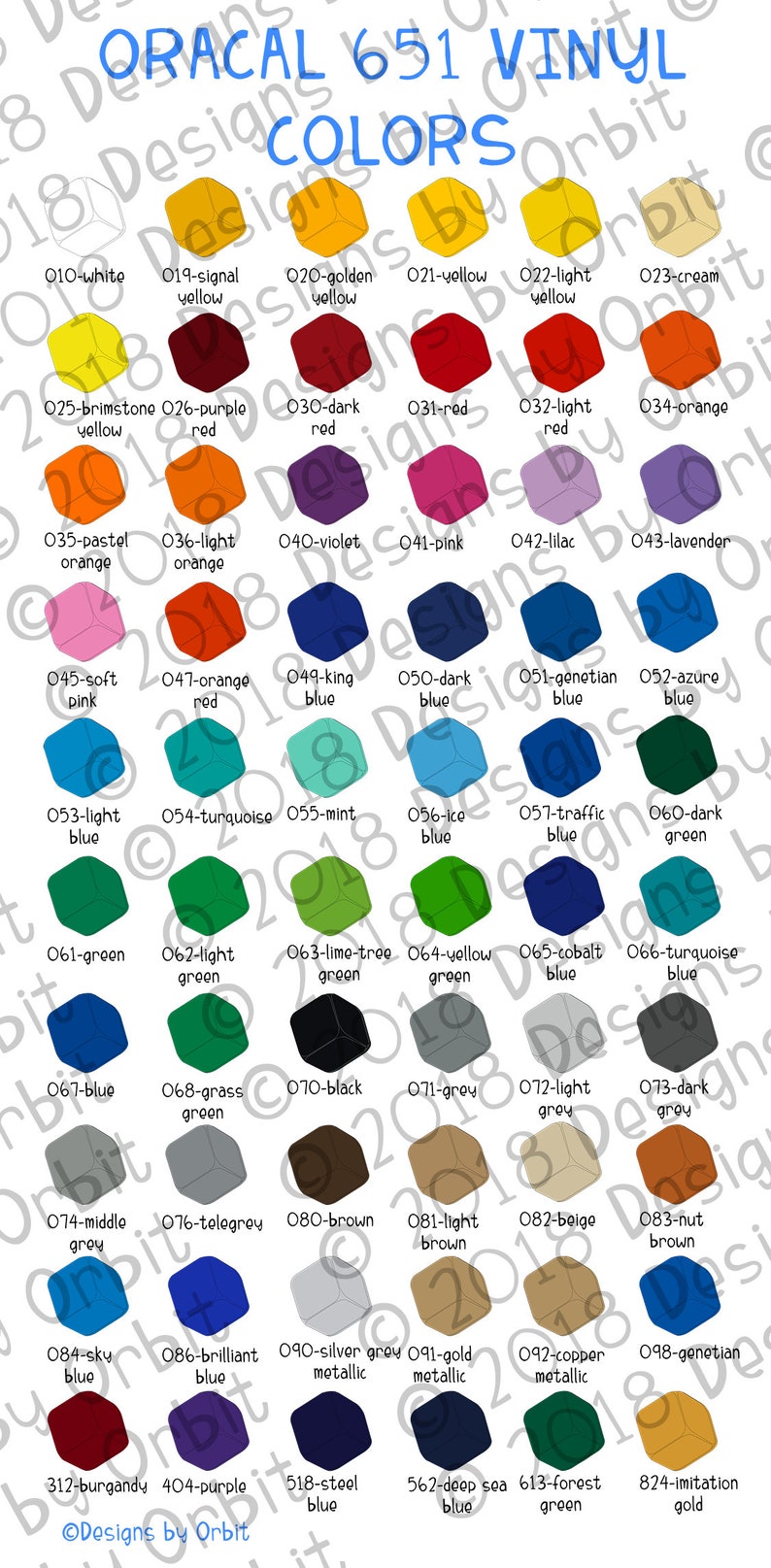 Oracal 651 Color Chart