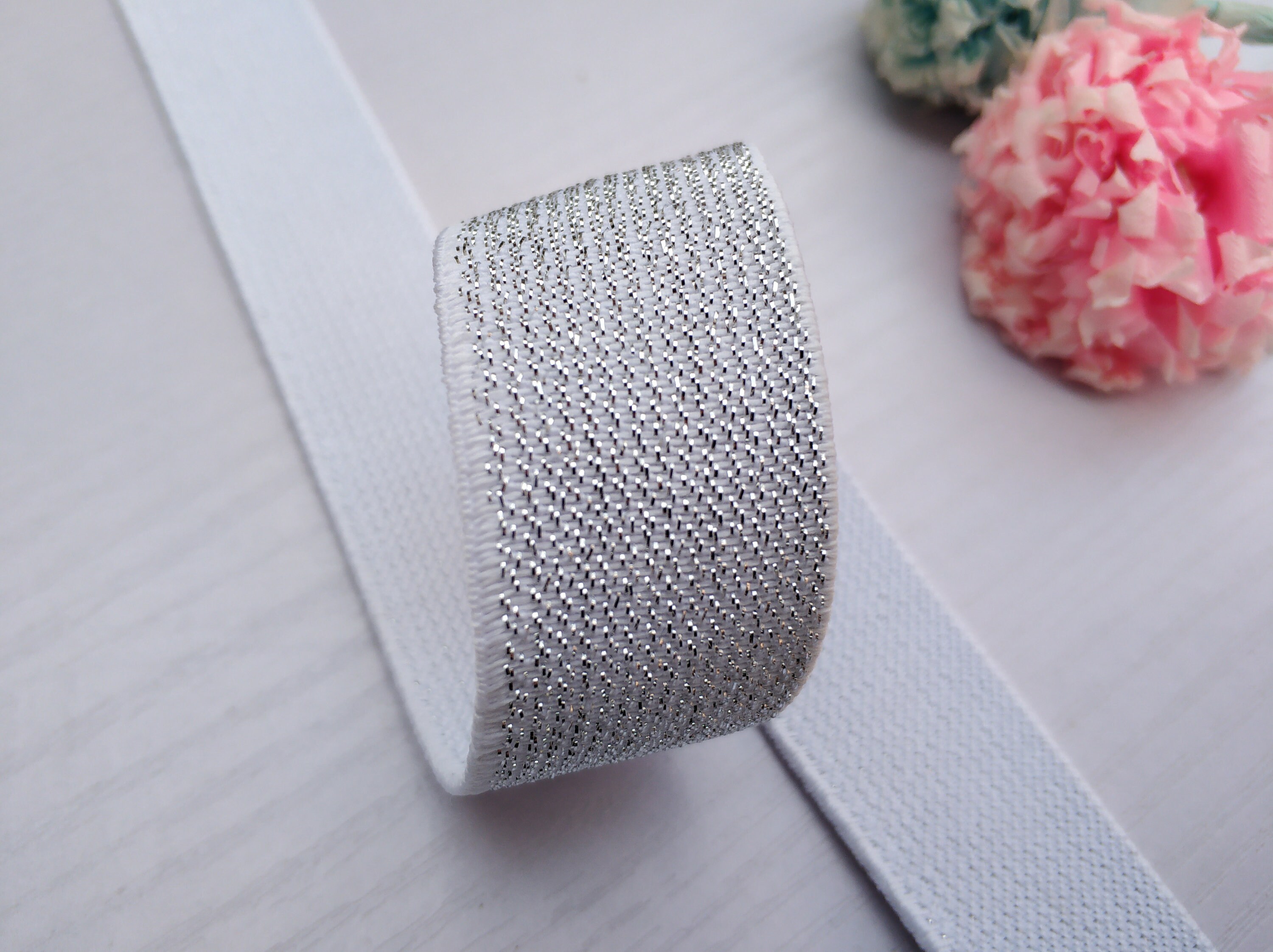 1 Inch (25mm) Wide Glitter Stretch Elastic Band ,elastic Trim , Elastic ...