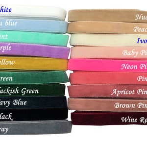 3/8“ 10mm wide Multi Color options stretch elastic velvet ribbon single face velour webbing headband Hair band Clothing accessories