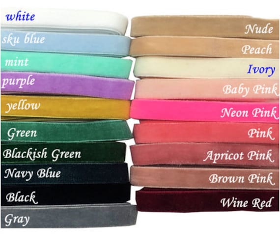 3/8“ 10mm wide Multi Color options stretch elastic velvet ribbon single face velour webbing headband Hair band Clothing accessories
