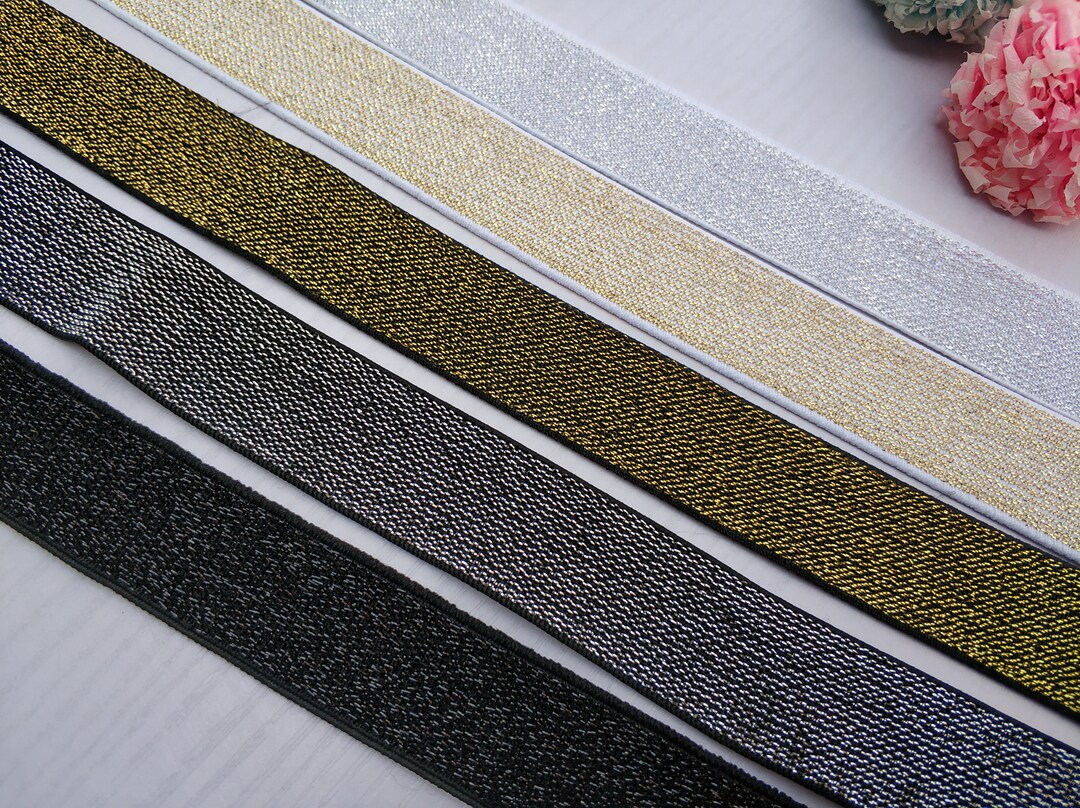 1 Inch (25mm) Wide Glitter Stretch Elastic Band ,elastic Trim , Elastic ...