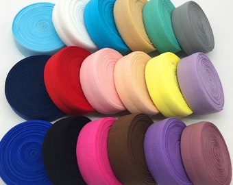 1 cal 25 mm szeroka kolorowa miękka gumka, obszyta gumka, składana gumka, elastyczna lamówka, gumka do szycia, dodatki odzieżowe - 5 jardów