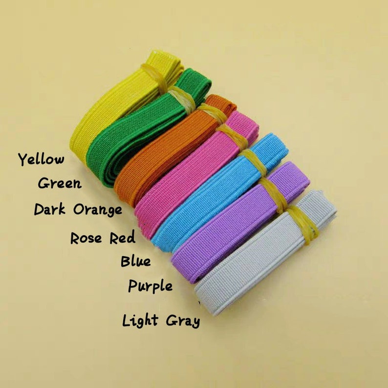 1/2 inch 12mm Wide Colored Double-side Elastic Band, Elastic Trim, Elastic Ribbon, Sewing Elastic,Clothing accessories-1 Yard image 2