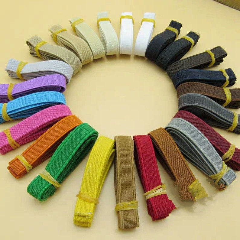 Banda elástica de doble cara de color de 1/2 pulgada y 12mm de ancho, ribete elástico, cinta elástica, elástico de costura, accesorios de ropa-1 yarda imagen 1