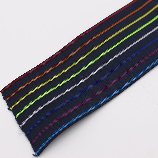 2 Inch 50mm Wide Navy and Red Striped Twill Colored Elastic, Waistband Elastic, Sewing Elastic,Clothing accessories