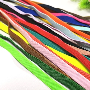 3/8 Polegada (10mm) faixa elástica de sarja dupla face colorida larga, guarnição elástica, fita elástica, elástico de costura, acessórios de roupas-1 jarda