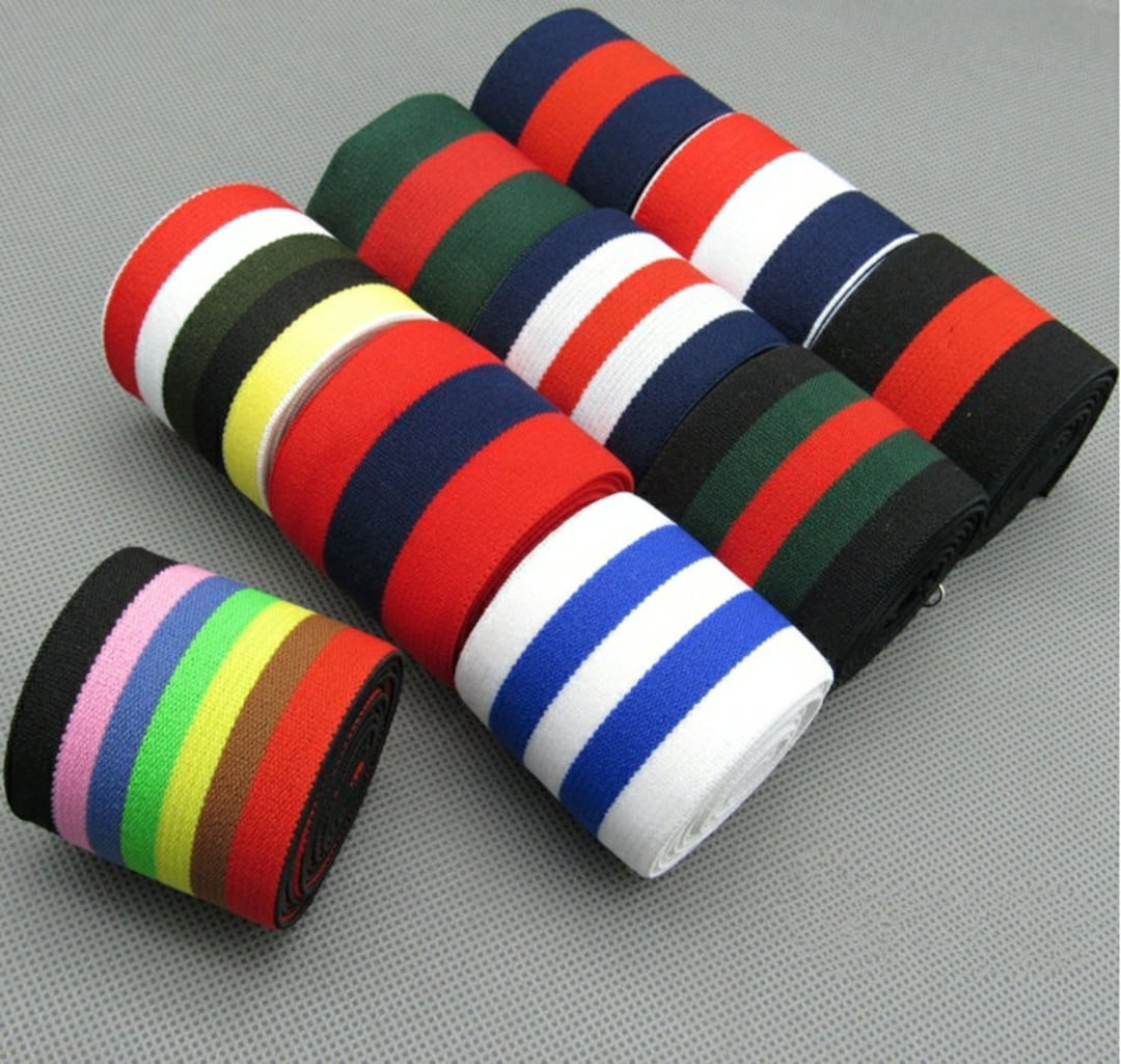 2 Inch 50mm Wide Striped Twill Colored Elastic, Waistband Elastic ...