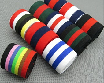Élastique de couleur sergé rayé de 2 pouces 50 mm de large, élastique de ceinture, élastique de couture, accessoires vestimentaires - 1 Yard