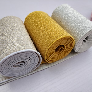 3 inch (75mm) Wide Glitter Stretch Elastic Band ,Elastic Trim , Elastic Ribbon,Clothing accessories -1 Yard
