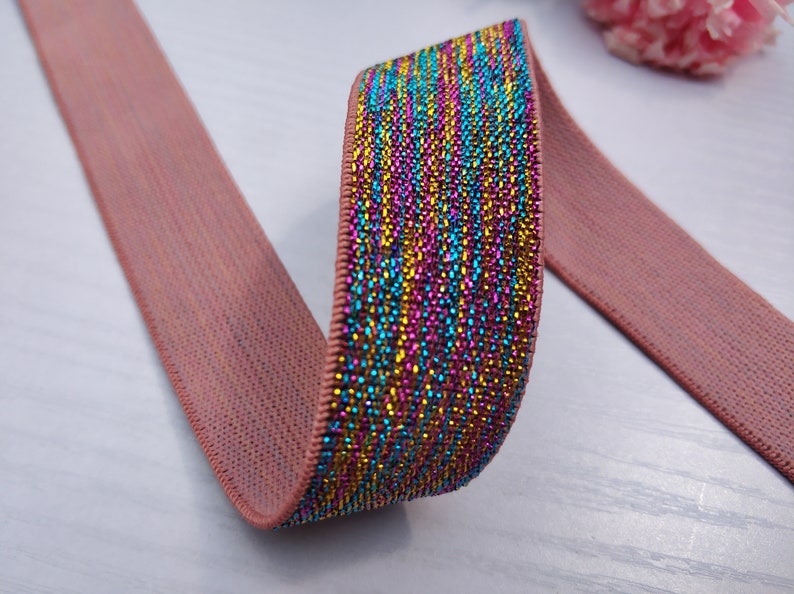 1inch 23mm Wide Glitter Elastic Band Elastic Ribbonsewing Etsy