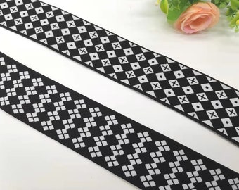 2 Zoll 50MM Schwarz & Weiß Weiches Elastisches Band, Bund Elastisch, Elastische Borte, Elastisches Band, Nähen Elastisch, Bekleidungszubehör