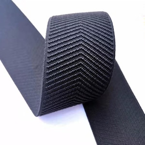 2Inch 50mm Wide Black Elastic Band, Elastic Trim, Waistband Elastic,Sewing Elastic,Clothing accessories-1 Yard