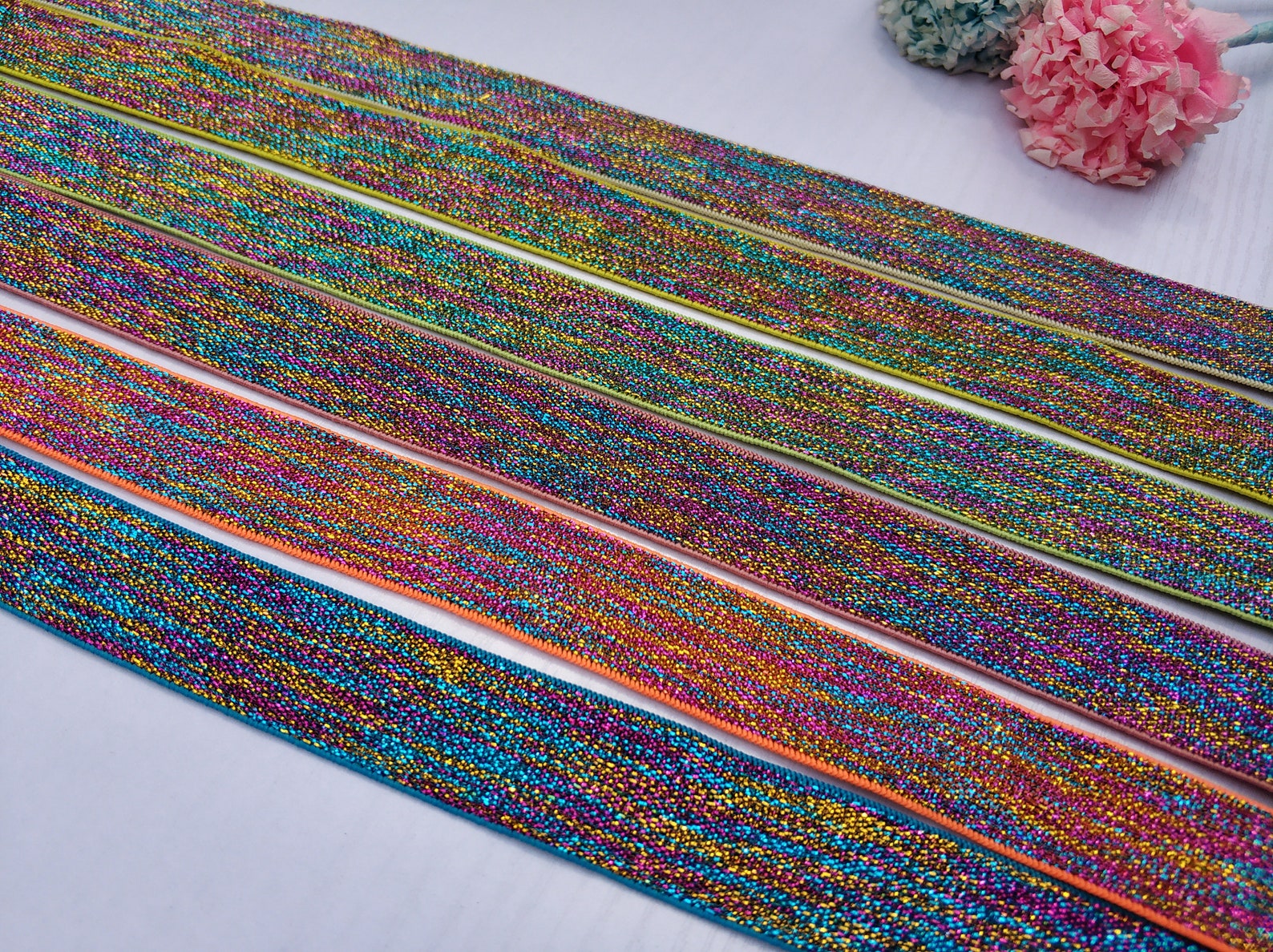 1inch 23mm Wide Glitter Elastic Band Elastic Ribbonsewing Etsy