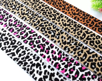 1.5Inch 40mm wide Leopard print Elastic band，Waistband Elastic, Elastic Trim, Elastic Ribbon, Sewing Elastic,Clothing accessories - 1 Yard