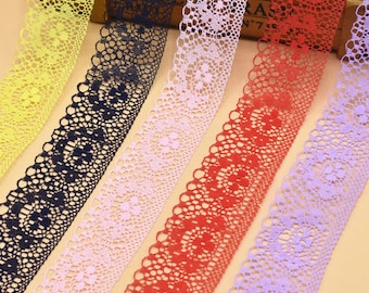 10 Yards Lace Ribbon 40MM Wide White Embroidered Net Lace Trim Fabric lace trimmings for sewing accessories Clothing Decoration