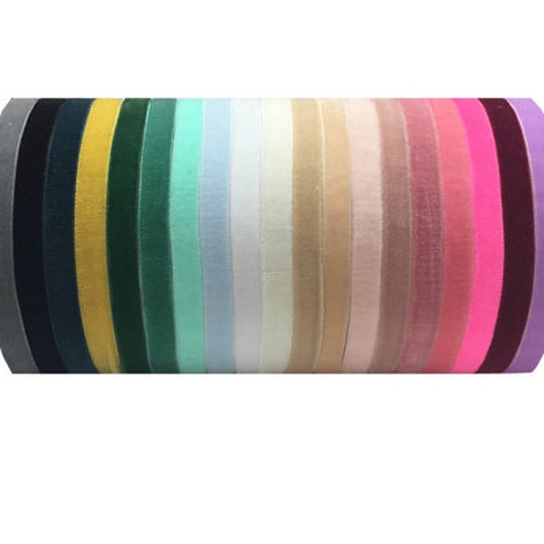 3/8“ 10mm wide Multi Color options stretch elastic velvet ribbon single face velour webbing headband Hair band Clothing accessories