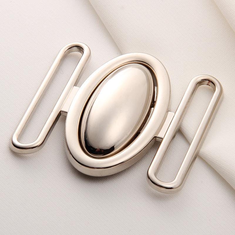 Metallic Loop Buckle 1 Piece 30mm-40mm (1.5 Inch) Decorative Closure Buckles / Silver Metal ...