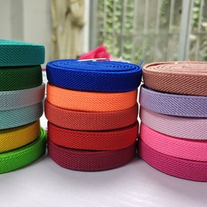 Faixa elástica de sarja dupla face colorida de 3/8&#39;&#39; e 10 mm de largura, acabamento elástico, fita elástica, elástico de costura, acessórios de vestuário - 1 jarda