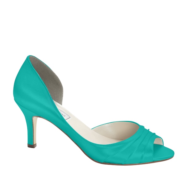 Nadia Satin Dyed Jade, Wedding Shoe, Prom Shoe, Dyed Shoe, Custom Dyed, Blue Shoe, Dyed Prom Shoe,  Wedding Shoe, Mother of Bride