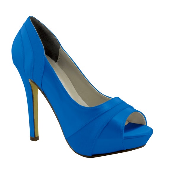 Emmy Dyed Royal Blue Satin Wedding Shoe Prom Shoe Dyed Shoe Etsy