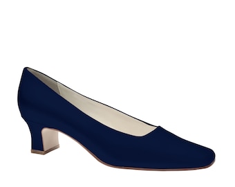 Betty Satin Dyed Navy Blue Wedding Shoe 