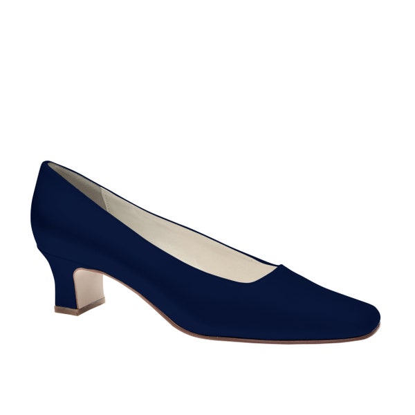 Betty Satin Dyed Navy Blue, Wedding Shoe, Mother of Bride, Closed toe pump, custom color, dyed shoes, special occasions