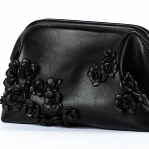 Leather Clutch Bag with Blossom Powder Design image 6