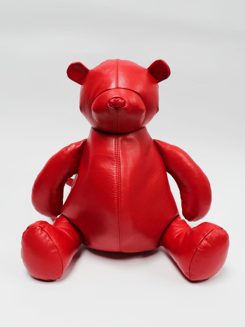 Teddy Bear Leather Design Backpack Red